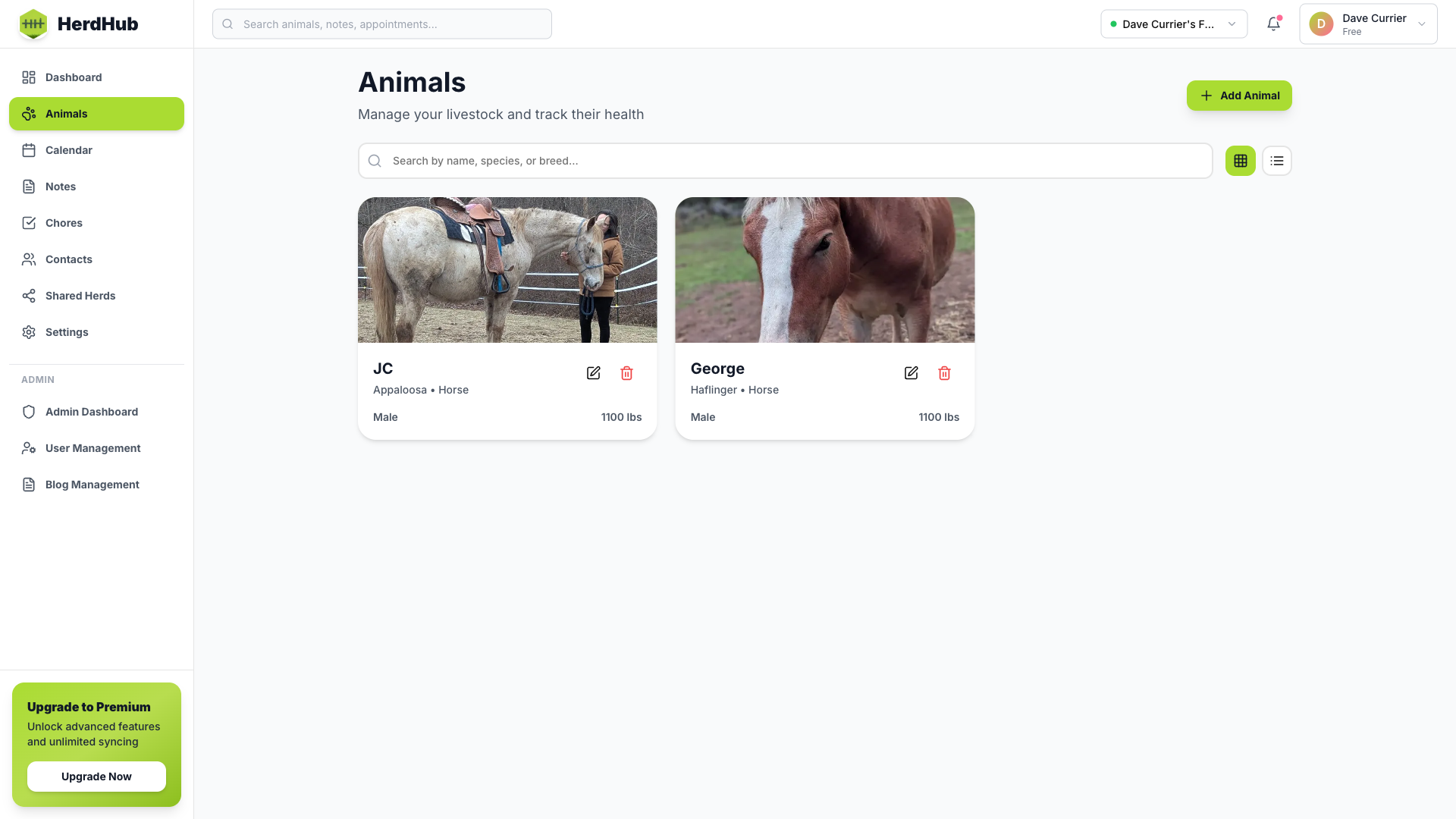 Complete Animal Profiles Screenshot
