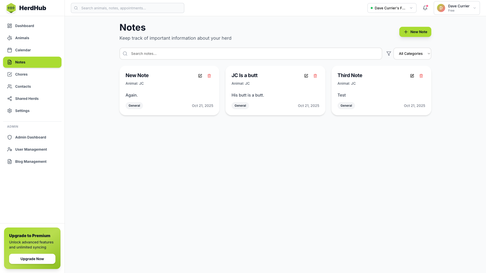 Flexible Notes System Screenshot